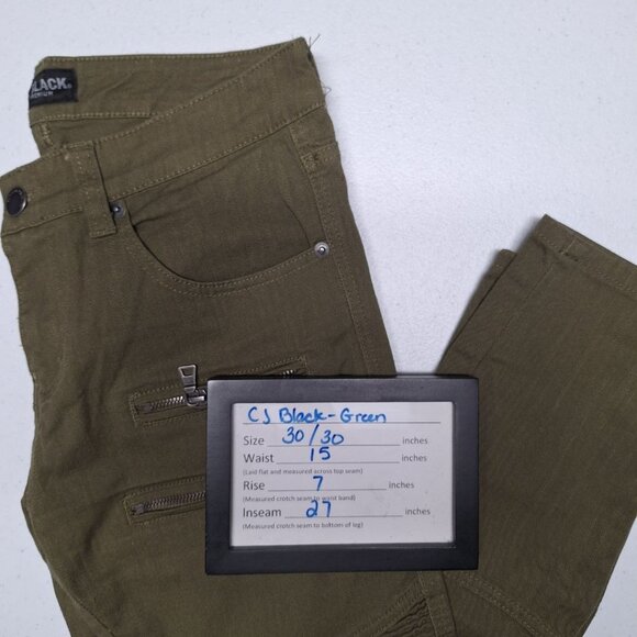 CJ Black Premium Jeans Zipper Skinny Flex Punk Green Mens 30 x 30 Rouched Rock - Picture 6 of 9